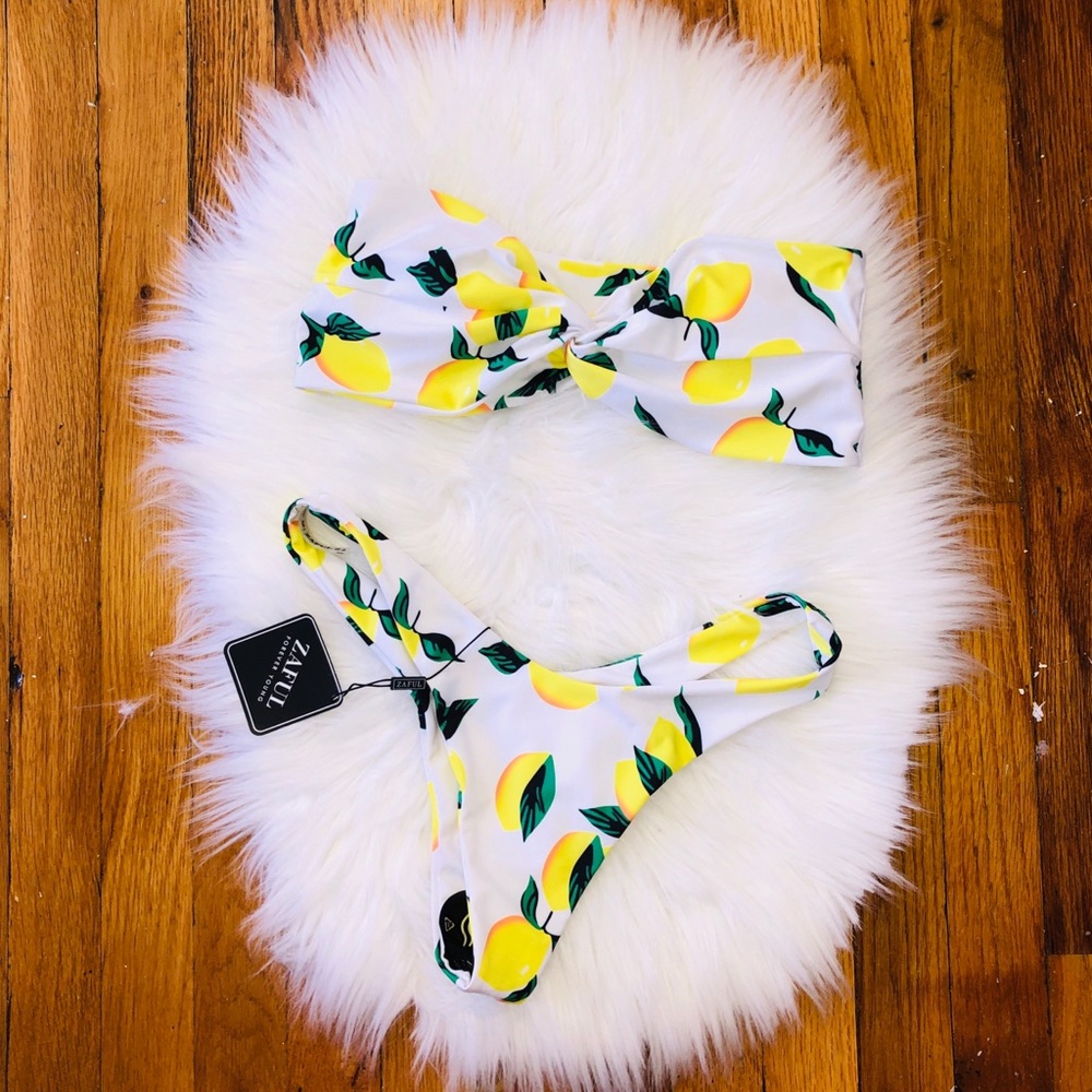 Lemon Print, High-Cut Bikini Set